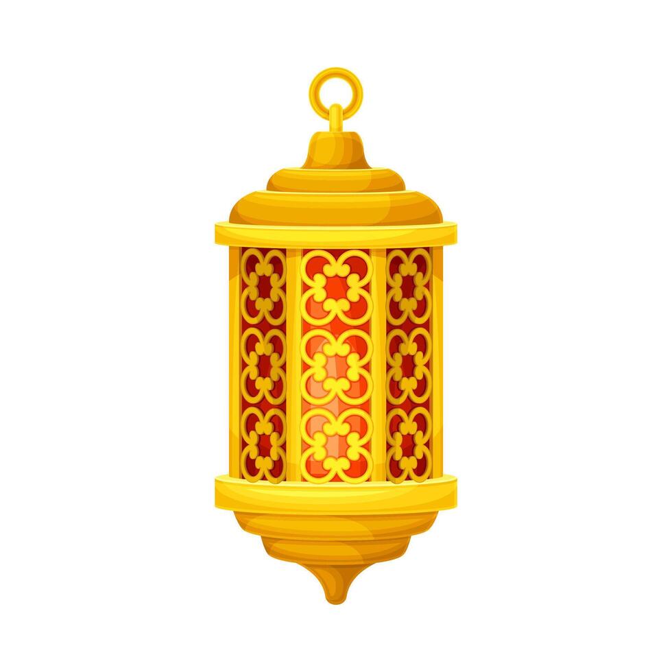 Arabic ancient golden lantern. Ramadan Kareem celebration, traditional muslim symbol illustration vector