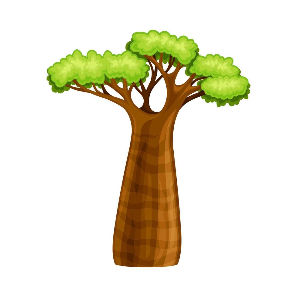 Baobab tree, African powerful plant cartoon illustration vector