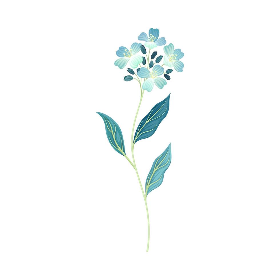 Beautiful light blue flowers, trendy color floral design element illustration vector