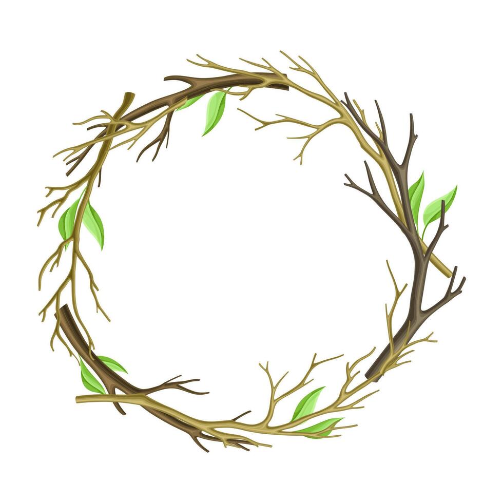 Bare Tree Branch Entangled in Round Wreath Illustration vector