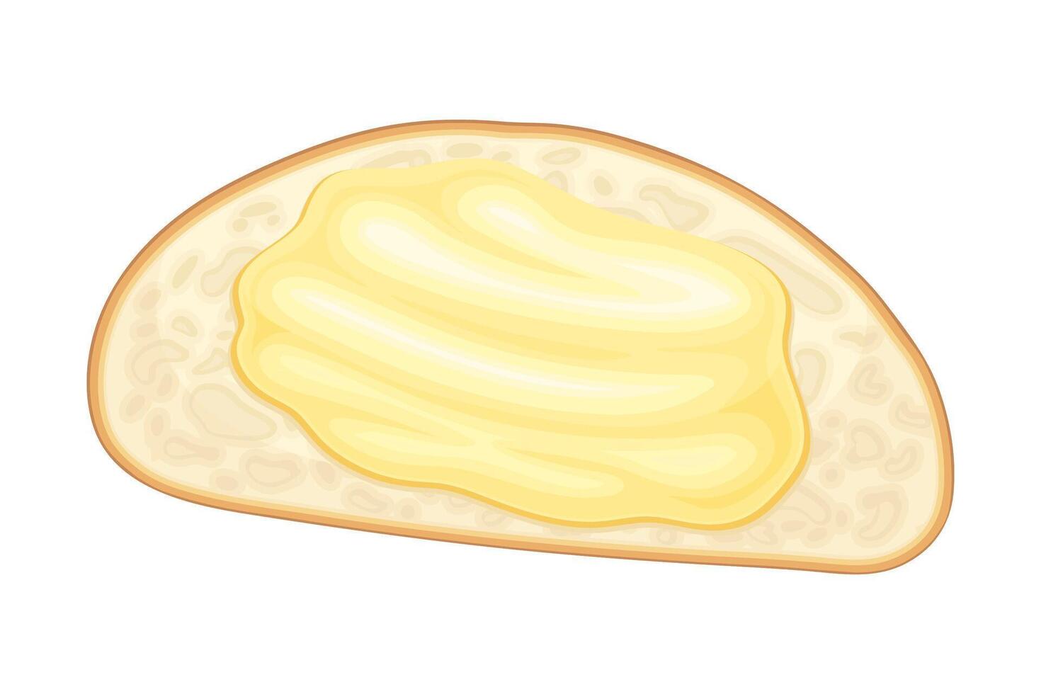 Top view of bread with spread butter. Natural dairy product on toast illustration vector