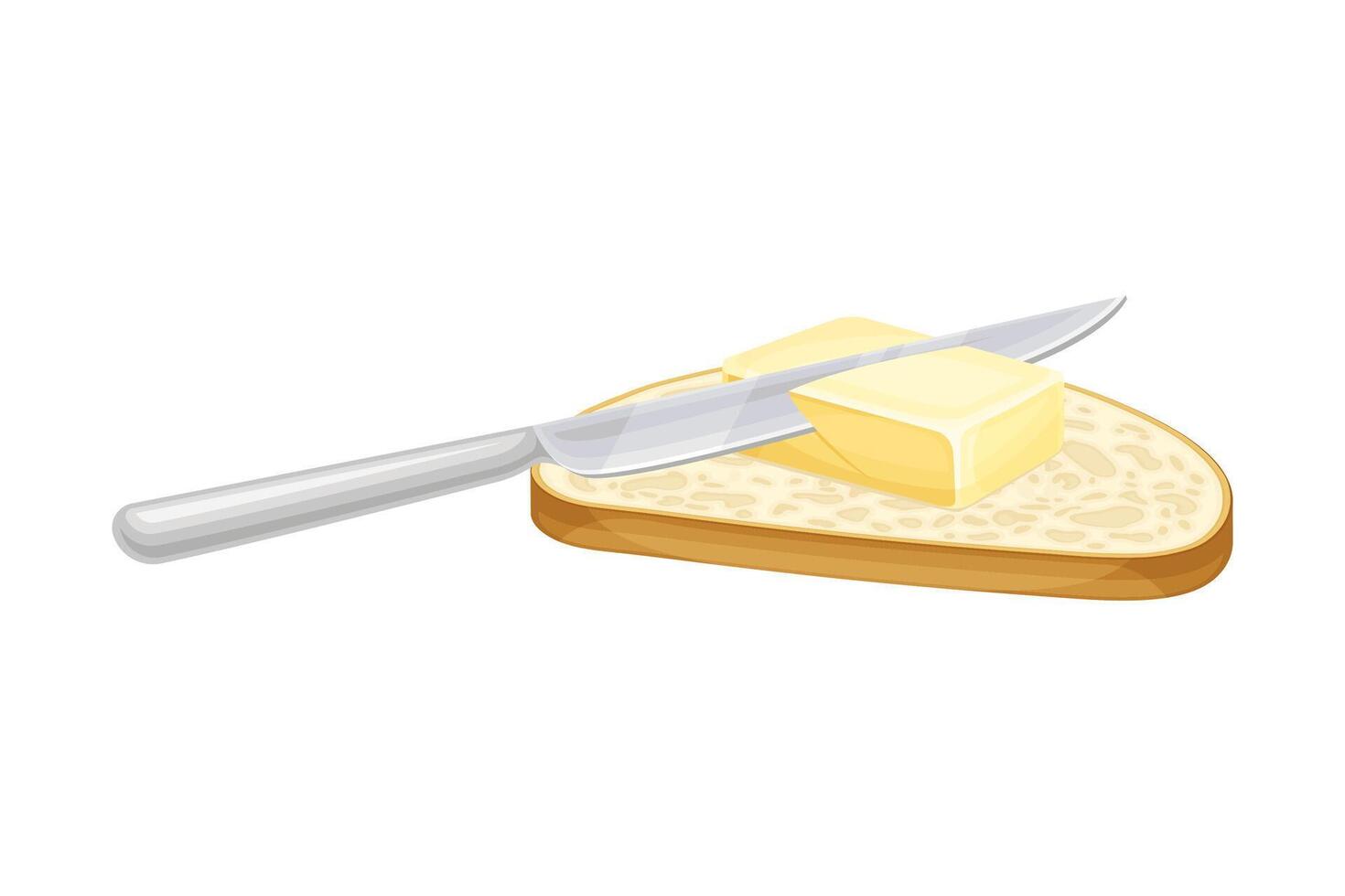 Bread with piece of butter. Natural dairy product on toast illustration vector