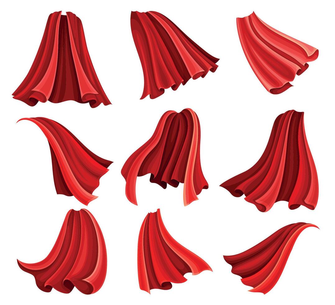 Red Cloak or Cape as Loose Silk Garment Worn Over Clothing Set vector