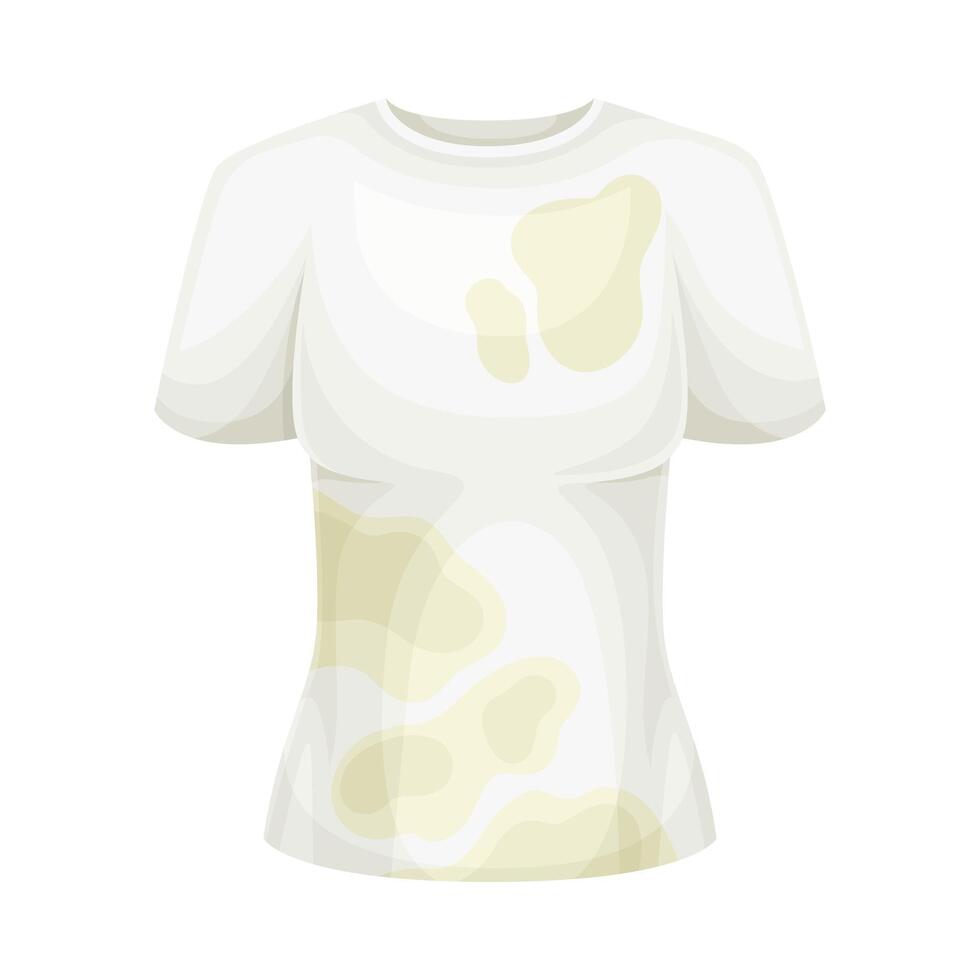 Dirty White Tee Shirt with Stain and Spots as Used Clothes for Laundry Illustration vector