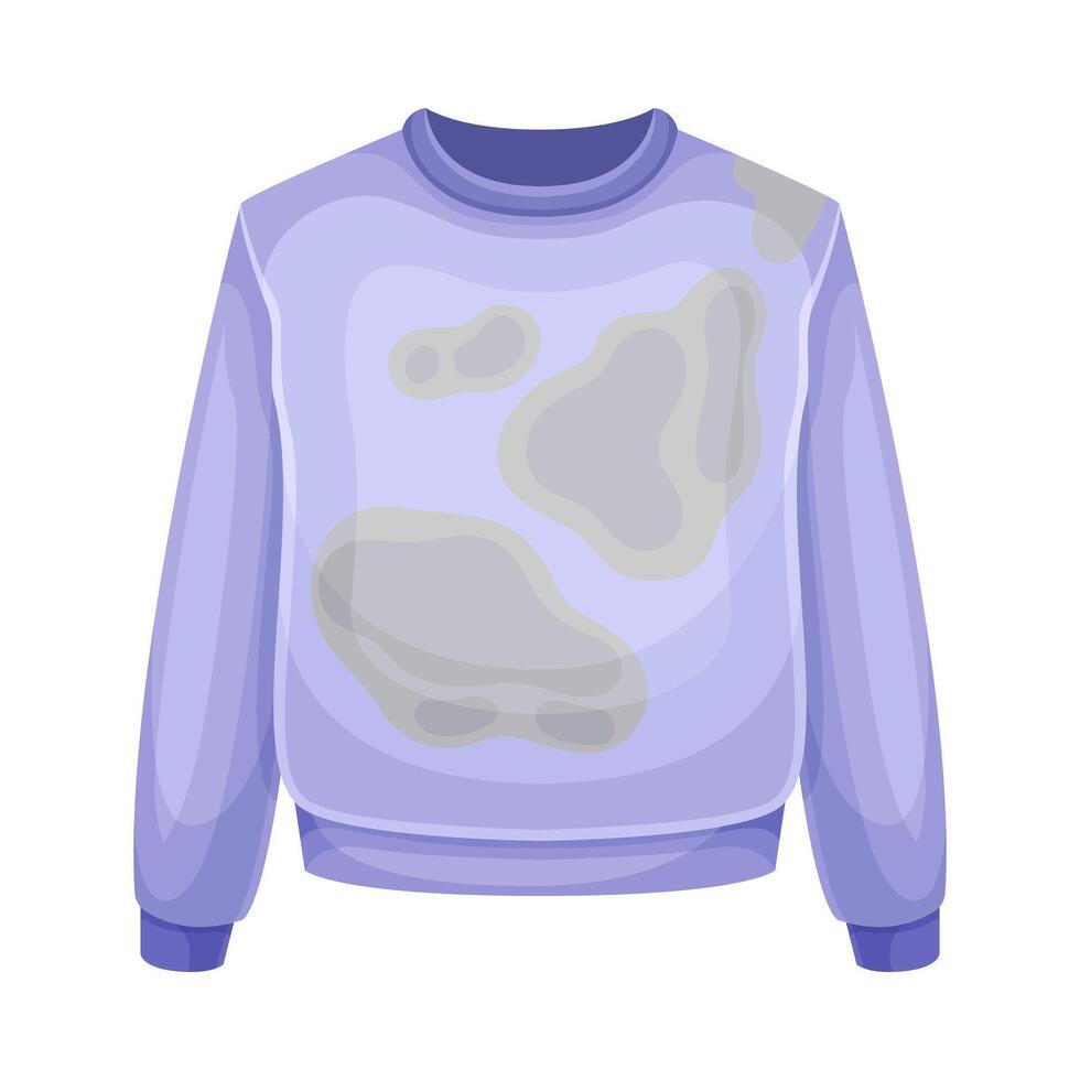 Dirty Purple Sweater with Stain and Spots as Used Clothes for Laundry Illustration vector