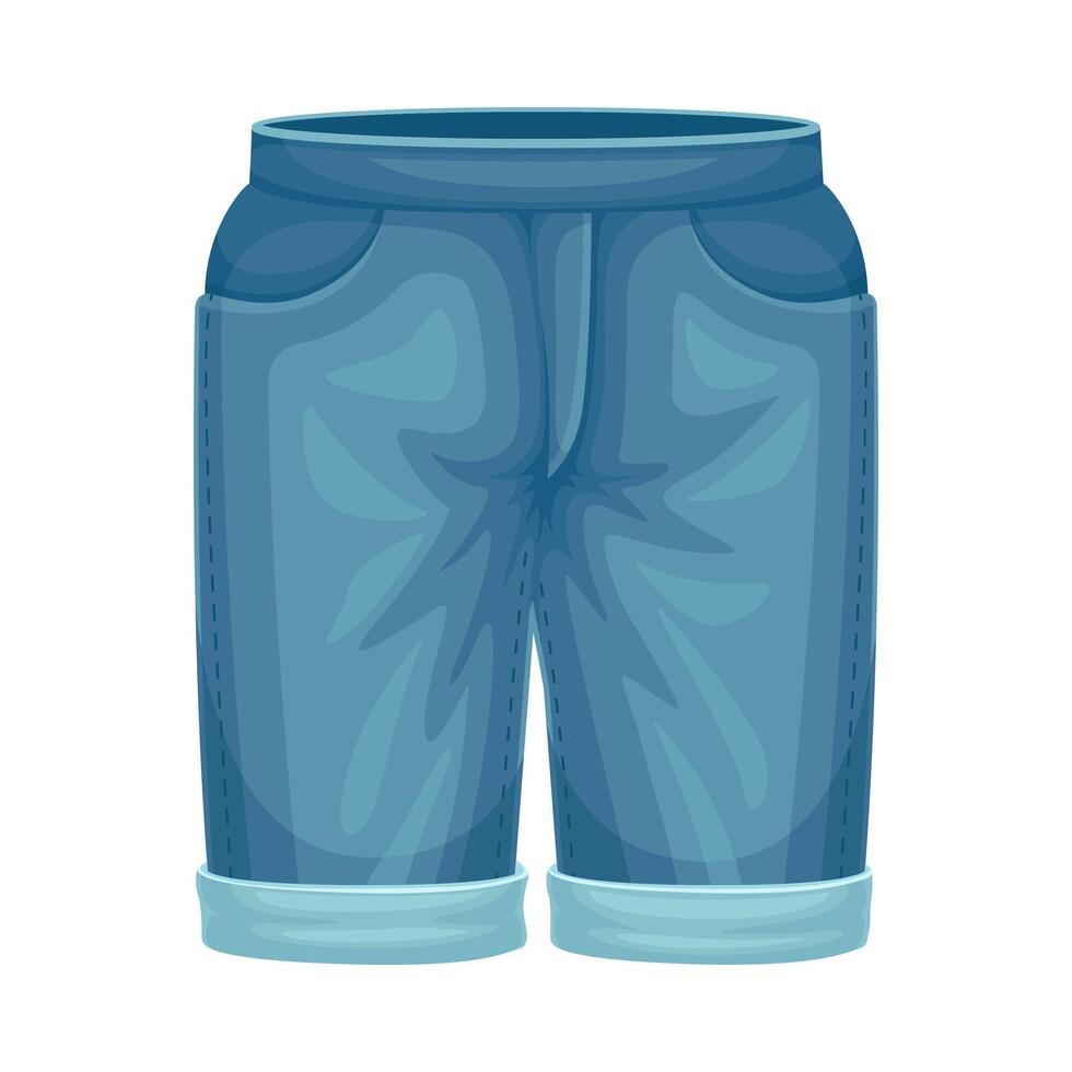 Pair of Blue Denim Shorts as Neat and Clean Clothing Illustration vector