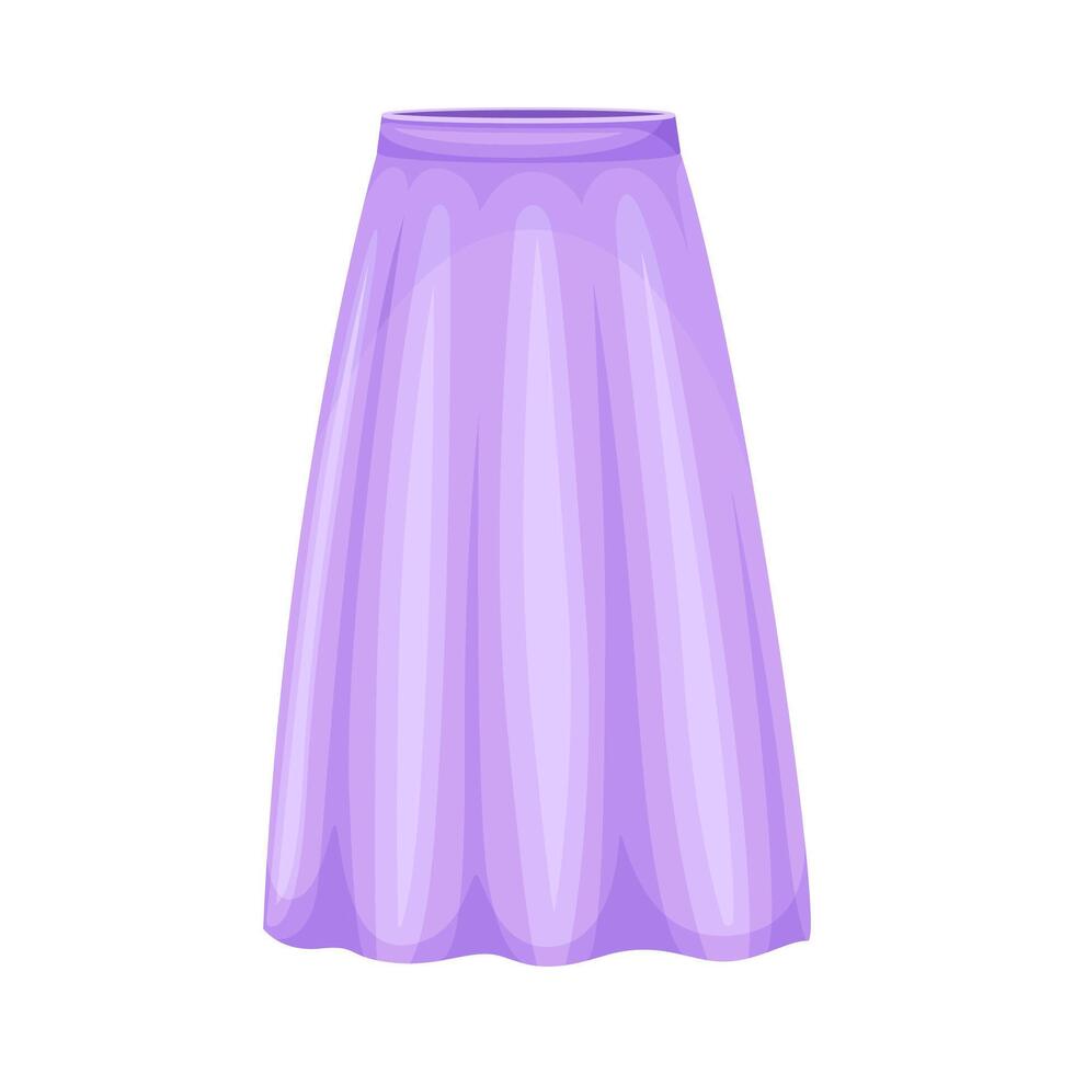Flared Purple Skirt with High Waist as Neat and Clean Clothing Illustration vector
