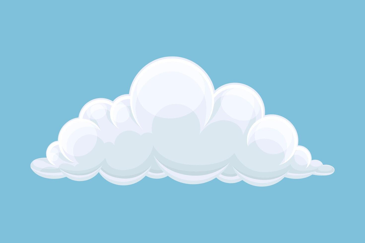 Blue sky with white fluffy cumulus cloud cartoon illustration vector