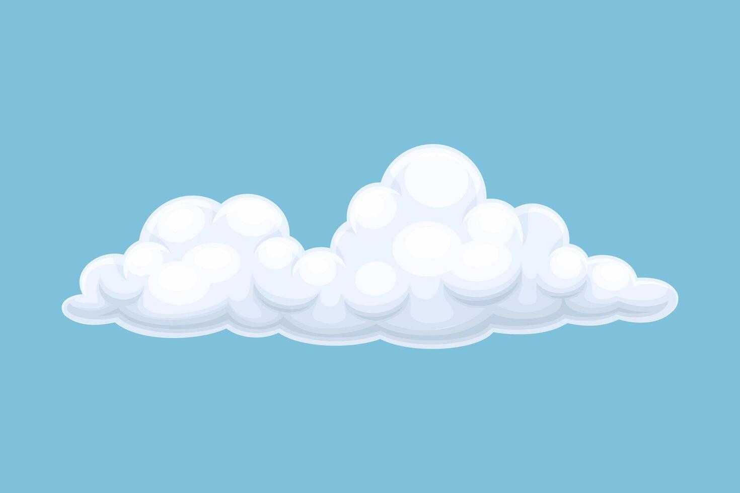 Blue sky with white fluffy cloud. Storage solution, database, networking, meteorology element illustration vector