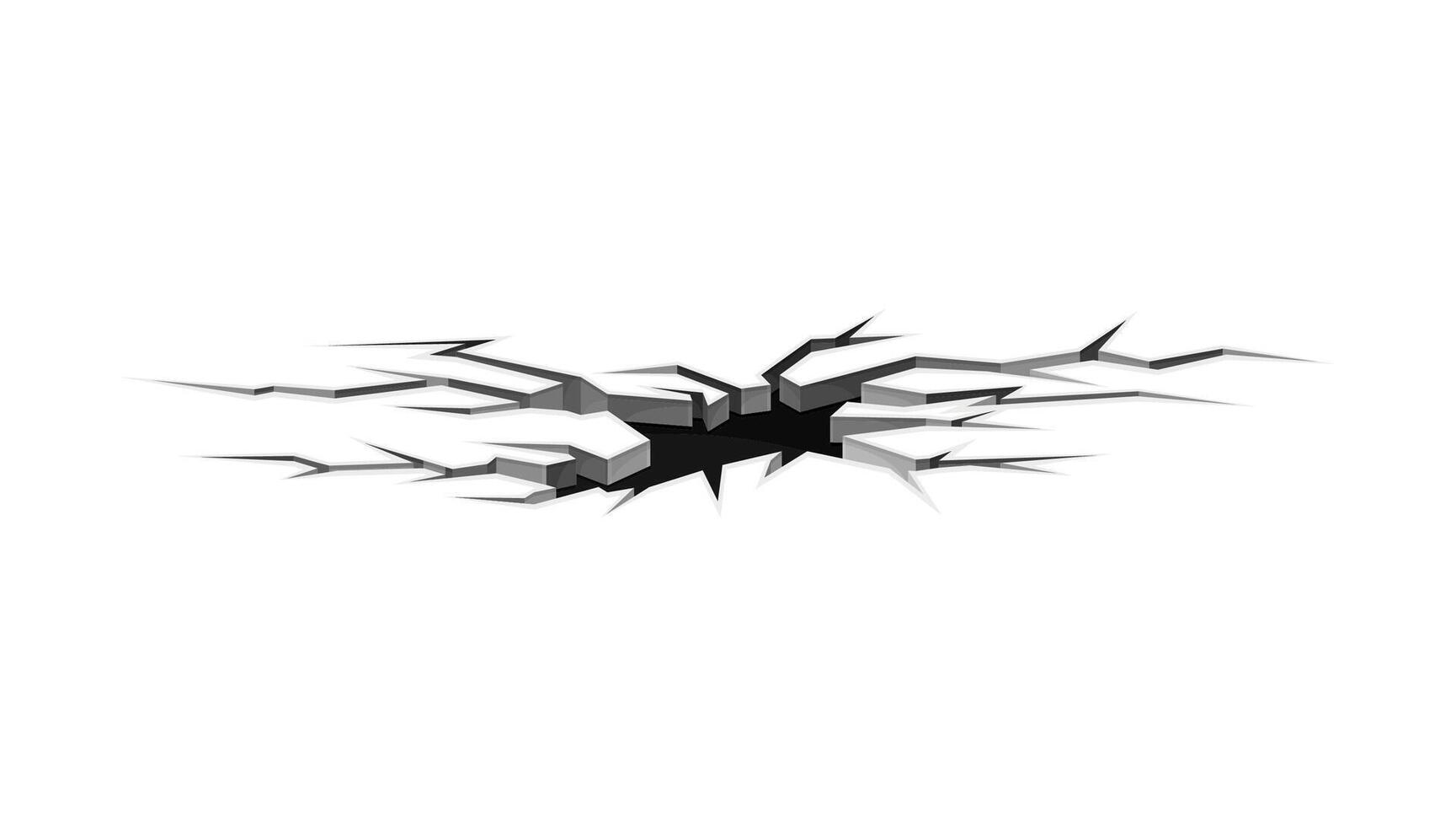 Cracked wall or ground destruction effect with hole illustration vector