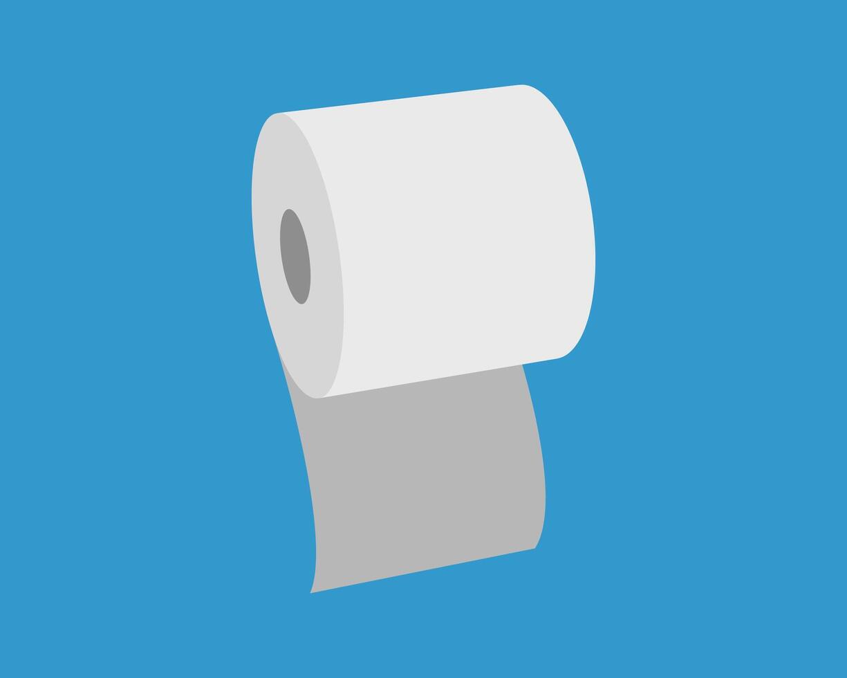 Clean, minimalist illustration of a roll of toilet paper against a vibrant blue background. vector