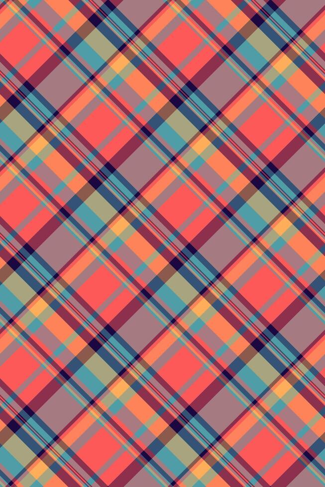 Contemporary seamless background texture, isolation check pattern. Foot plaid tartan fabric textile in red and pastel colors. vector
