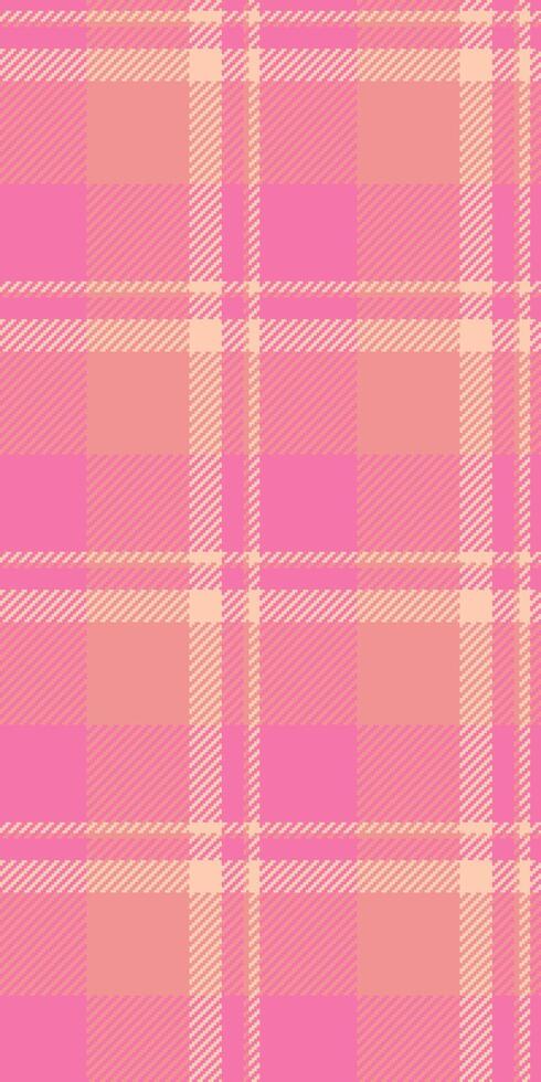 Vibrant pink and peach plaid pattern. Perfect for textile design, fashion, websites, or packaging. This cheerful, seamless texture evokes warmth and style. vector