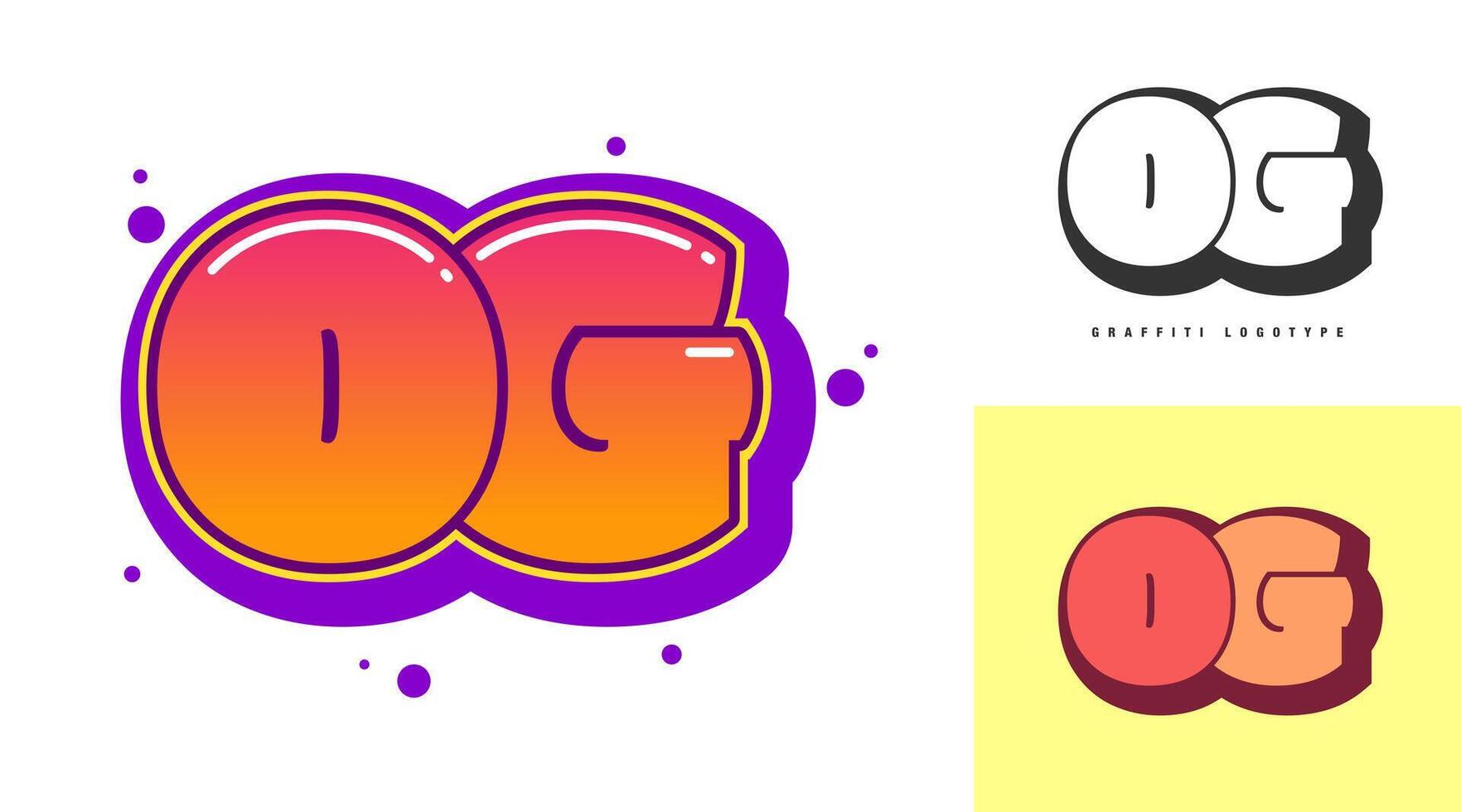 OG logo design for festival or party. Initial letter o and g in graffiti style. Creative modern lettering company name of font typography. Kids trendy logotype or identity. vector