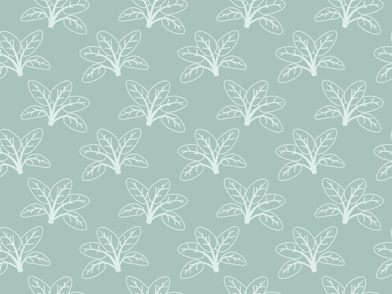 Elegant pastel green seamless pattern featuring a repeating motif of stylized leafy plants. Perfect for textile design, wallpaper, branding, or website backgrounds. vector