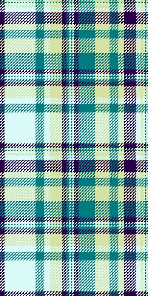 Vibrant teal, cream, and purple plaid pattern. Perfect for textile design, fashion, backgrounds, and website design. vector