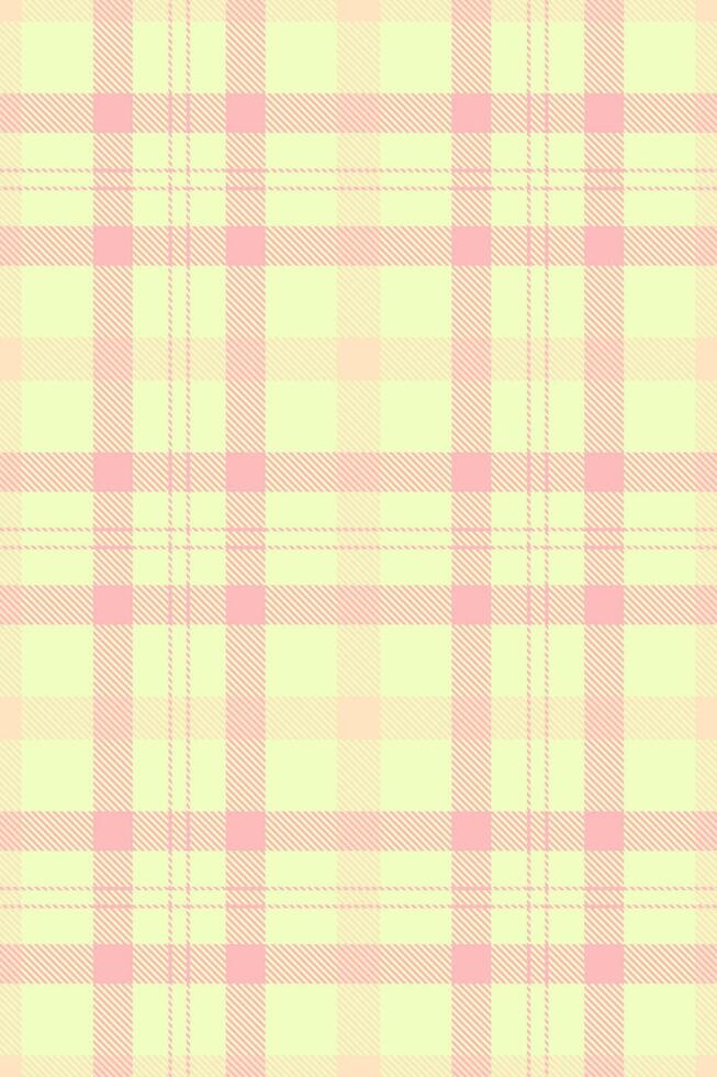 Pastel pink and yellow plaid pattern. Sweet, delicate design perfect for textiles, websites, or packaging. Evokes feelings of warmth, comfort, and femininity. vector