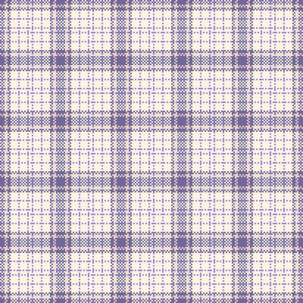 Classic woven plaid pattern design. Purple and cream color scheme. Ideal for fabric, textiles, backgrounds, or digital design projects. vector