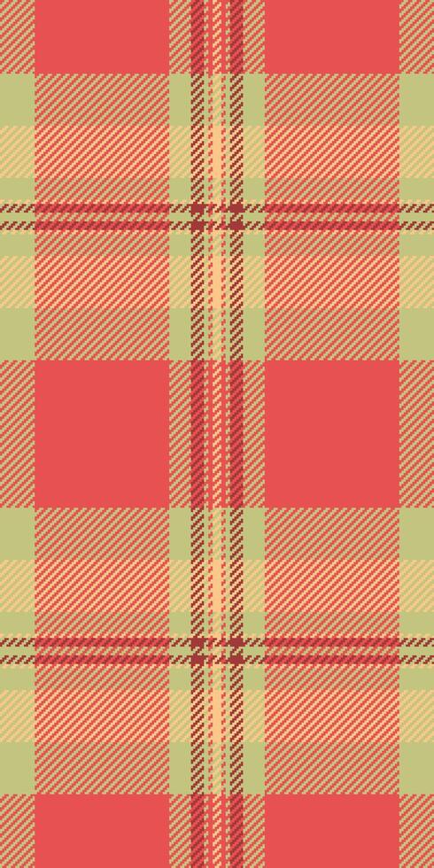 Vibrant coral and pale green plaid pattern. A seamless textile texture ideal for fashion, home decor, or website backgrounds. This cheerful, warm design evokes feelings of comfort and style. vector
