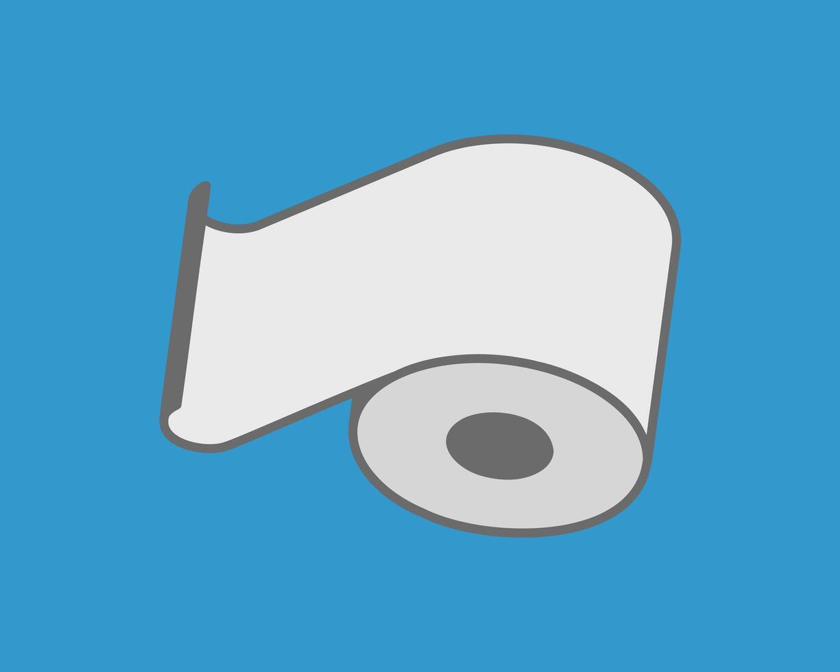 Simple, clean illustration of a toilet paper roll against a blue background. Perfect for websites, apps, or presentations needing a clean, minimalist design. vector