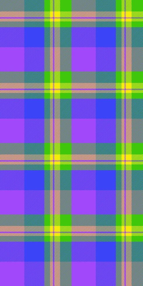 Vibrant, playful plaid pattern in bold purple, lime green, and grey. Perfect for textile design, fashion, web backgrounds, or any project needing a cheerful, energetic vibe. vector