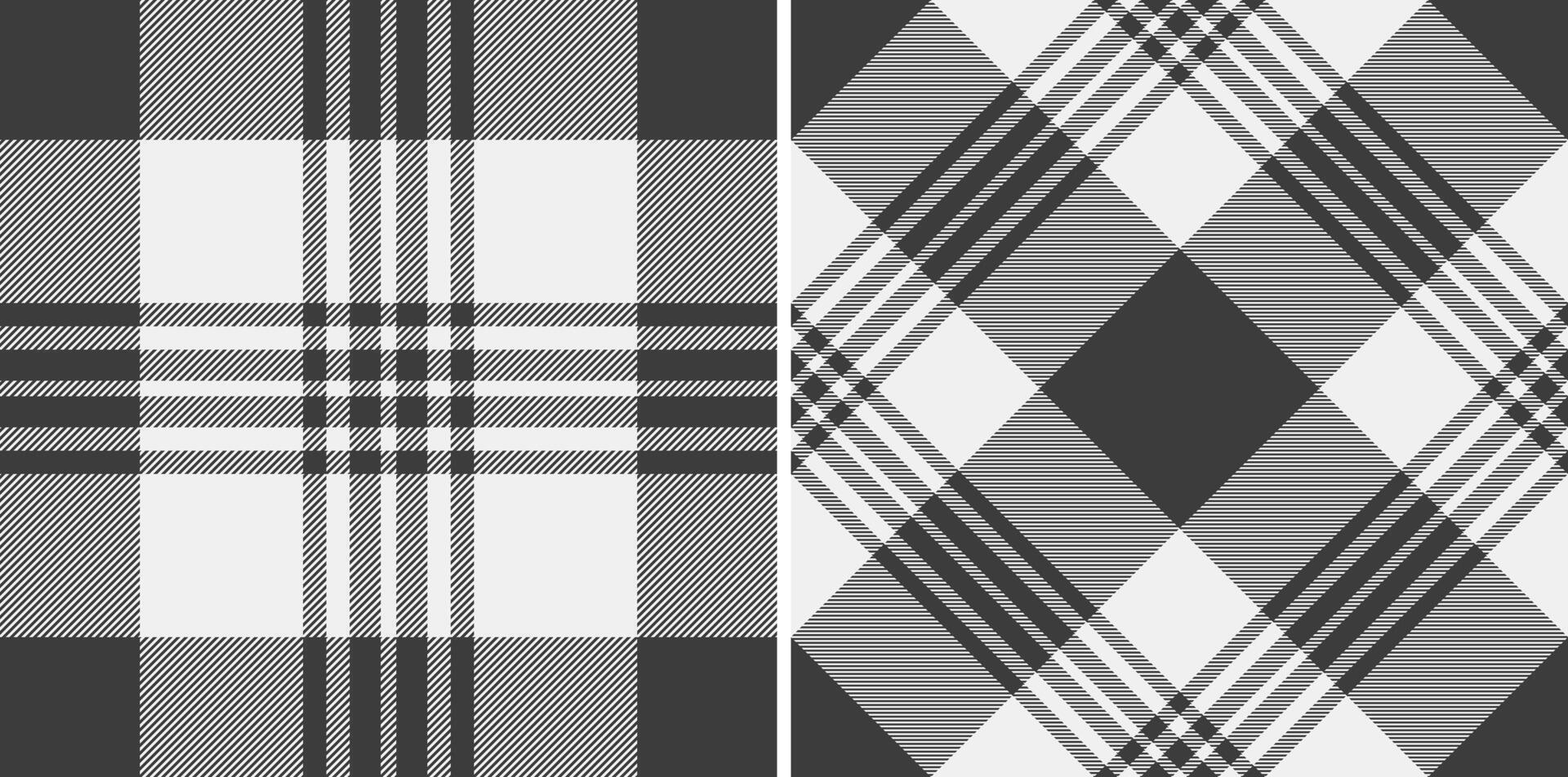 Stylish monochrome plaid patterns, perfect for textile design, fashion, or website backgrounds. vector