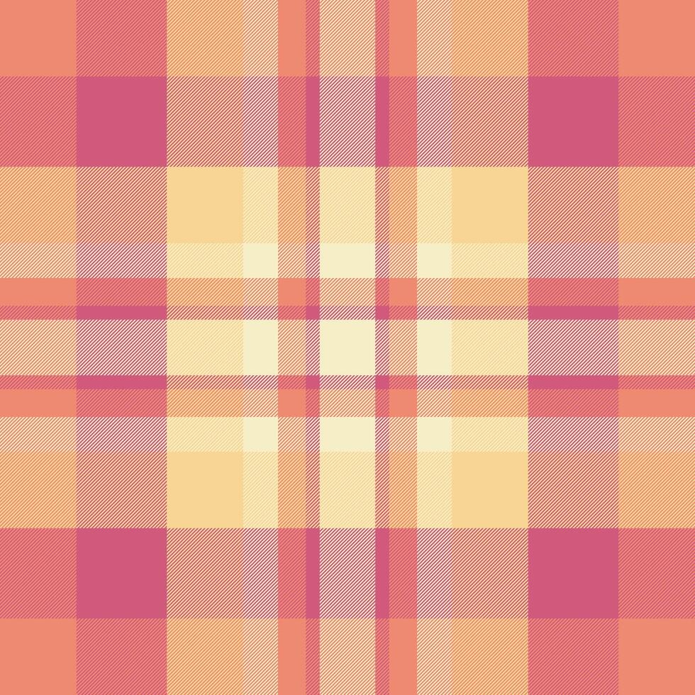 Soft pastel plaid pattern in peach, coral, and cream. Ideal for textile designs, website backgrounds, or crafting projects. This calming, versatile image evokes feelings of warmth and comfort. vector