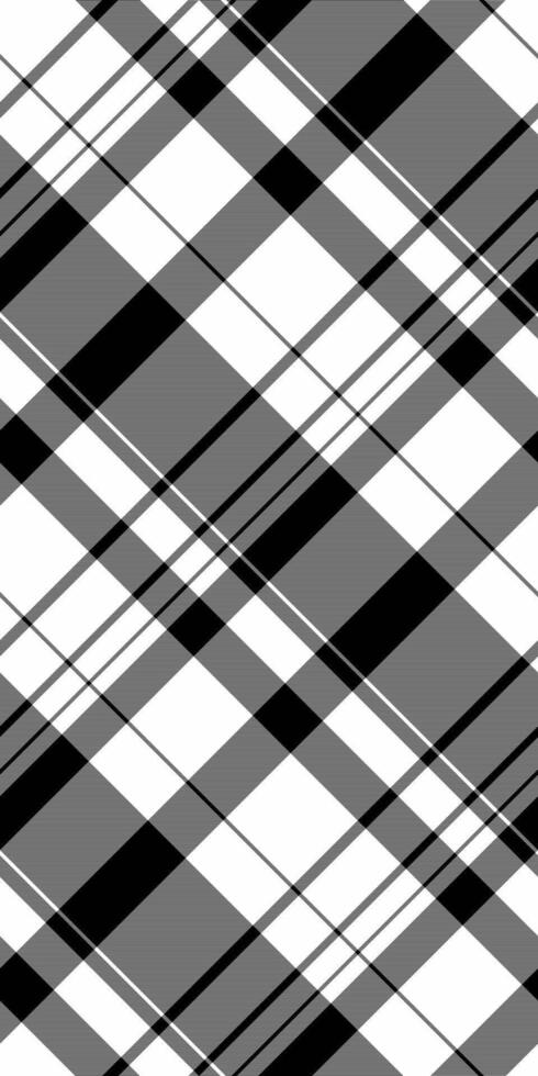 Sleek black, white, and grey plaid pattern. Modern geometric design ideal for backgrounds, textiles, or website designs. Clean lines and sharp contrast create a sophisticated and versatile image. vector