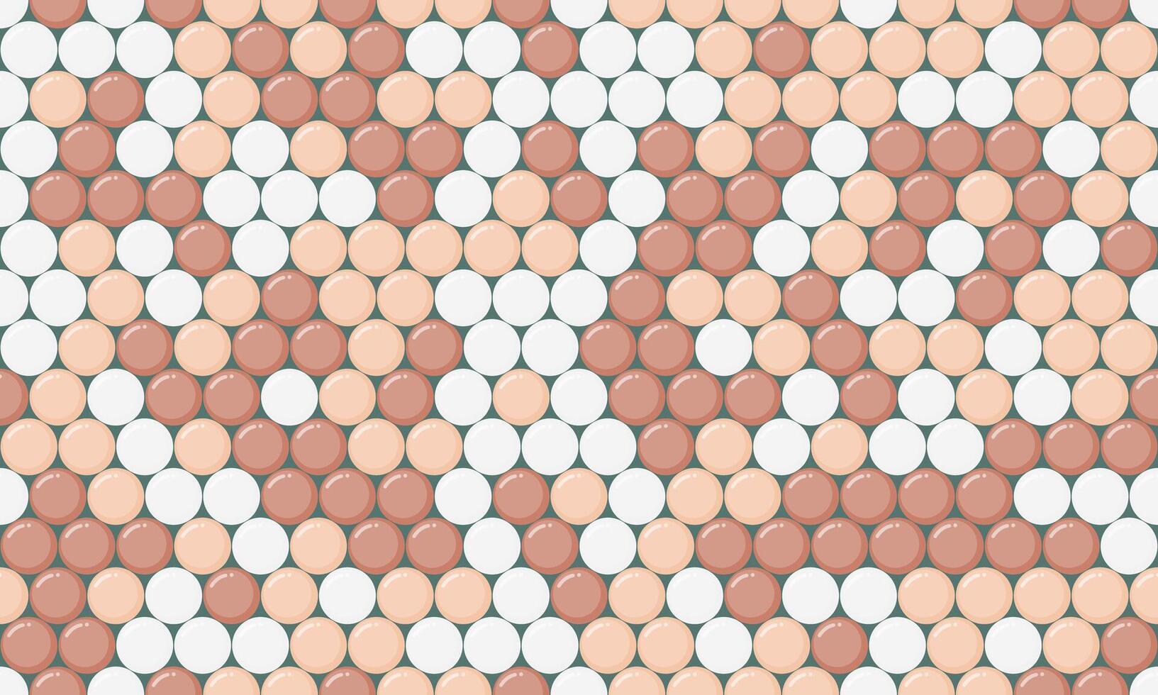 Abstract seamless pattern of pastel pink and white circles arranged in a diagonal geometric design. vector