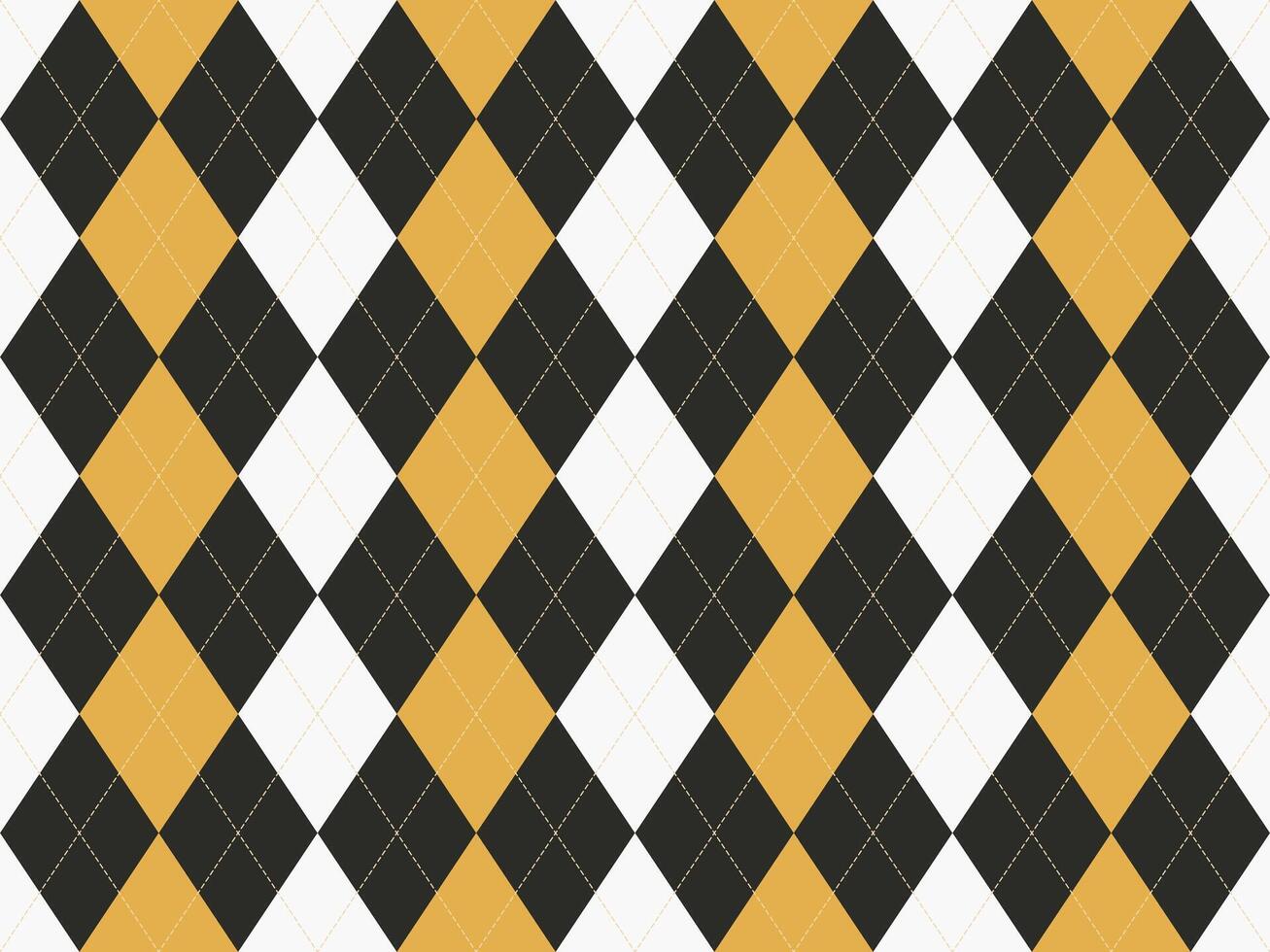 Elegant argyle pattern in black, white, and mustard yellow. Perfect for backgrounds, textiles, or fashion design. vector