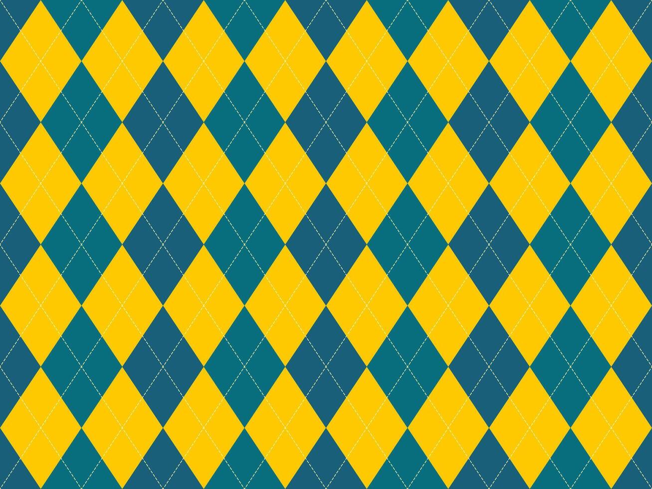 Vibrant yellow and teal argyle pattern. Perfect for backgrounds, textiles, or branding. Geometric design with a retro feel evokes energy, sophistication, and classic style. vector