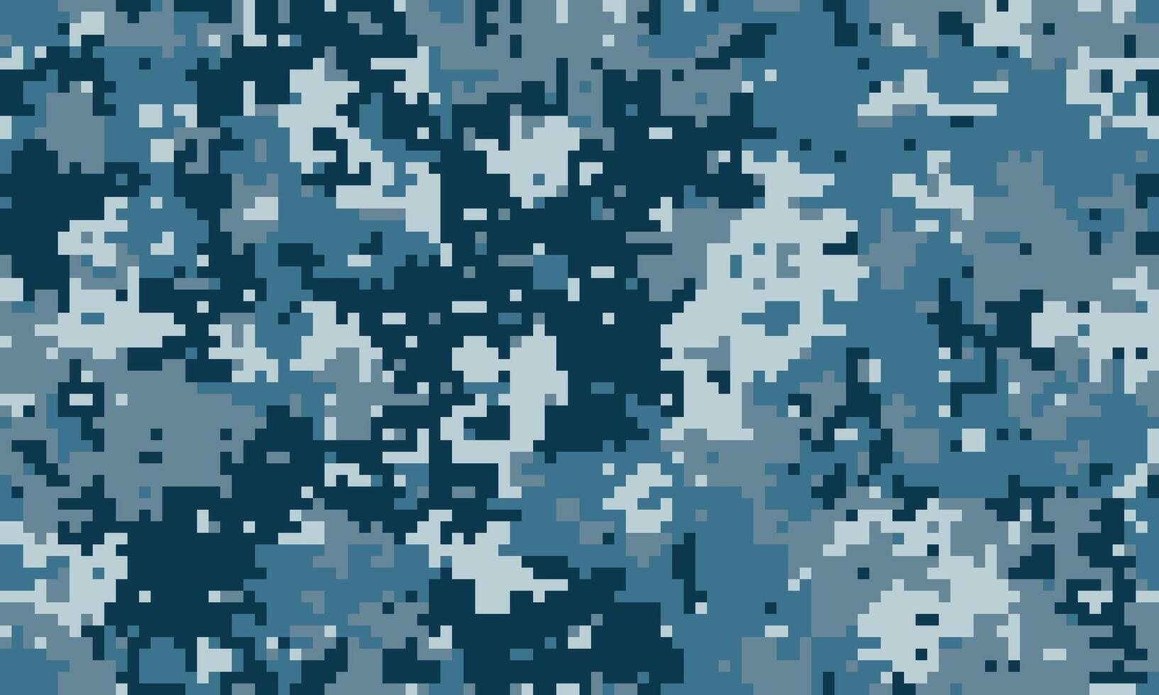Abstract digital camouflage pattern in cool blue tones. Perfect for backgrounds, textiles, or militarythemed designs. Seamless repeat texture offers versatility for various creative projects. vector