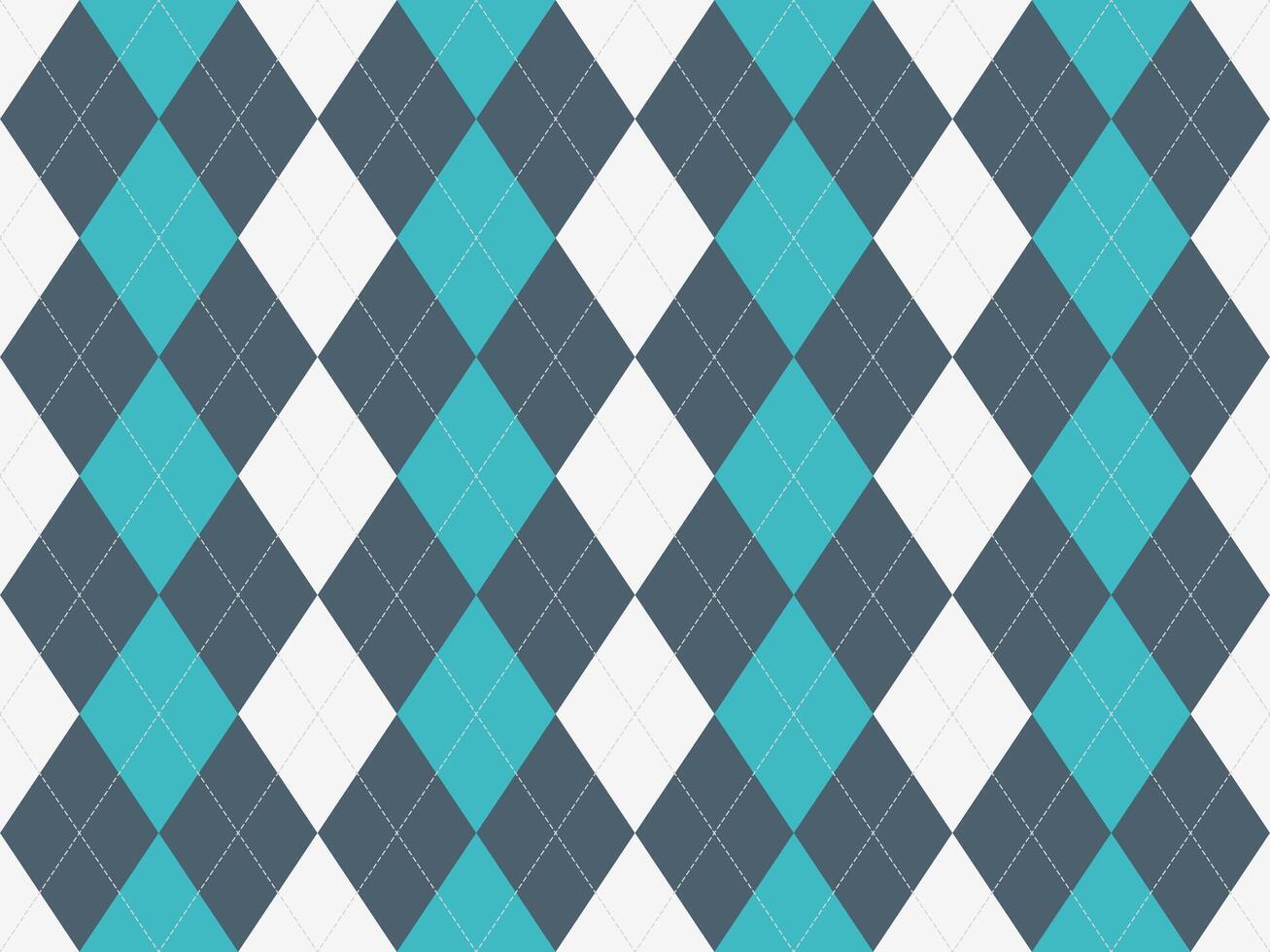 Vibrant teal, gray, and white argyle pattern. A classic design perfect for backgrounds, textiles, or website design. Clean, modern aesthetic evokes sophistication and style. vector