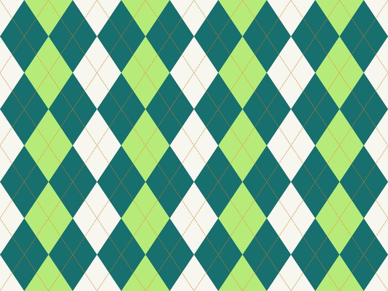 Vibrant argyle pattern in teal, lime, and white. Perfect for backgrounds, textiles, and playful designs. Geometric diamond shapes create a classic yet modern feel. vector