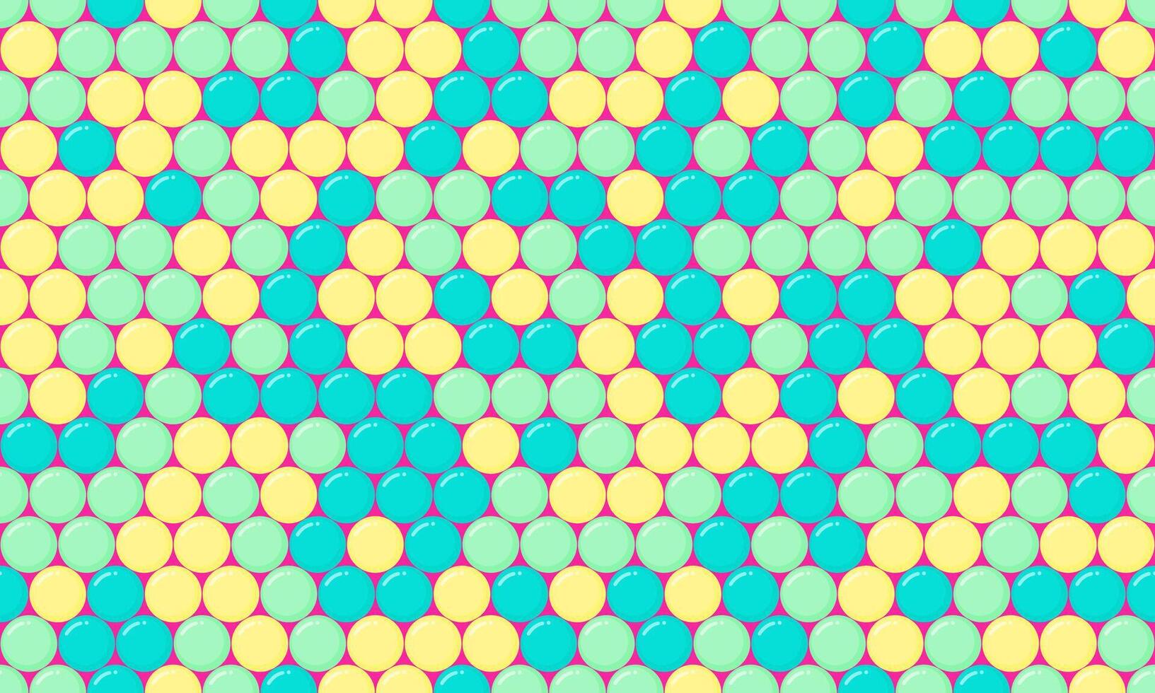 Vibrant abstract pattern of teal and yellow circles on a pink background. Perfect for website backgrounds, textiles, or playful designs. vector