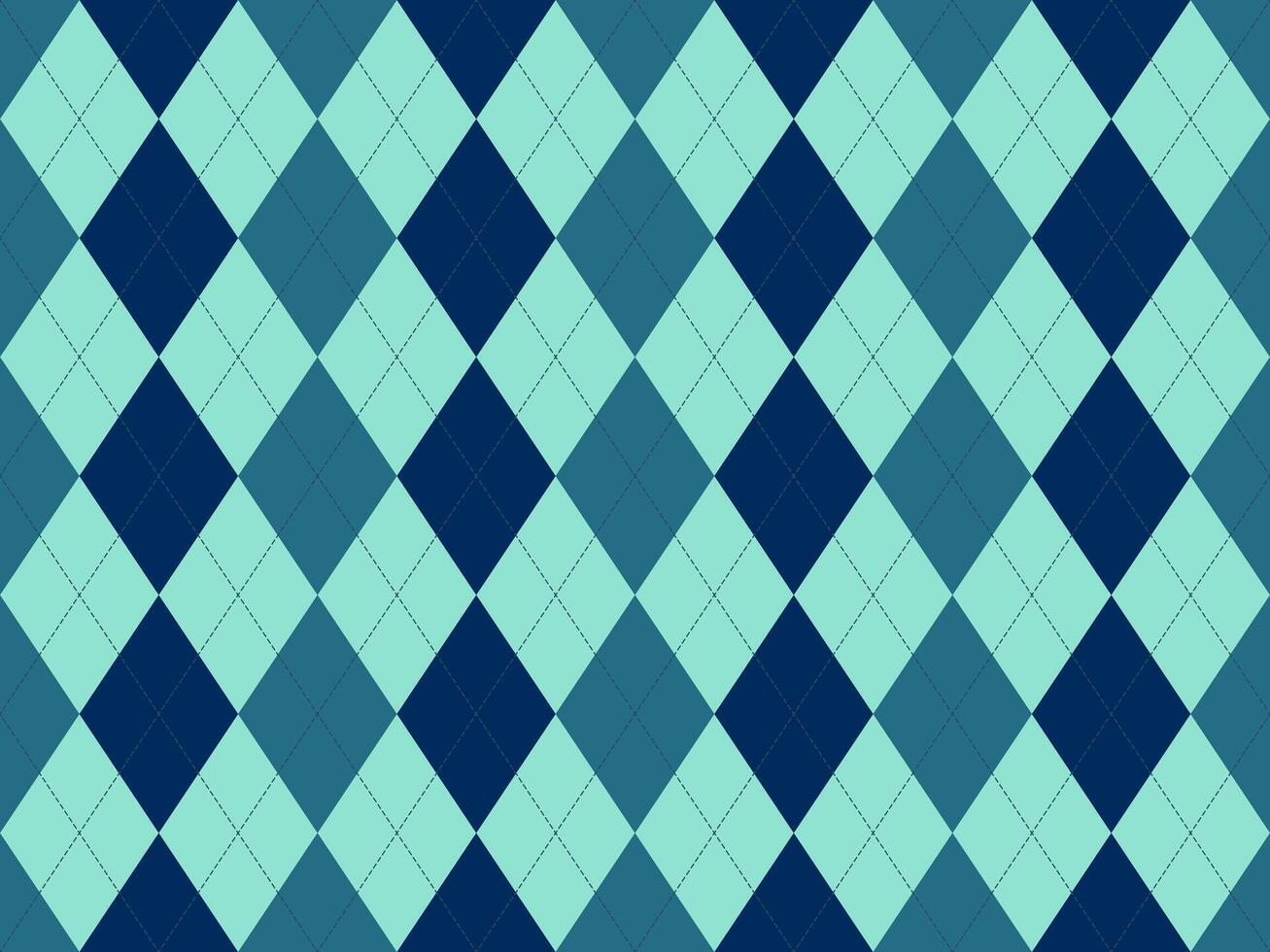Elegant argyle pattern in cool teal and navy blue hues. Perfect for backgrounds, textiles, or website design. The subtle dashed lines add a touch of sophistication. vector
