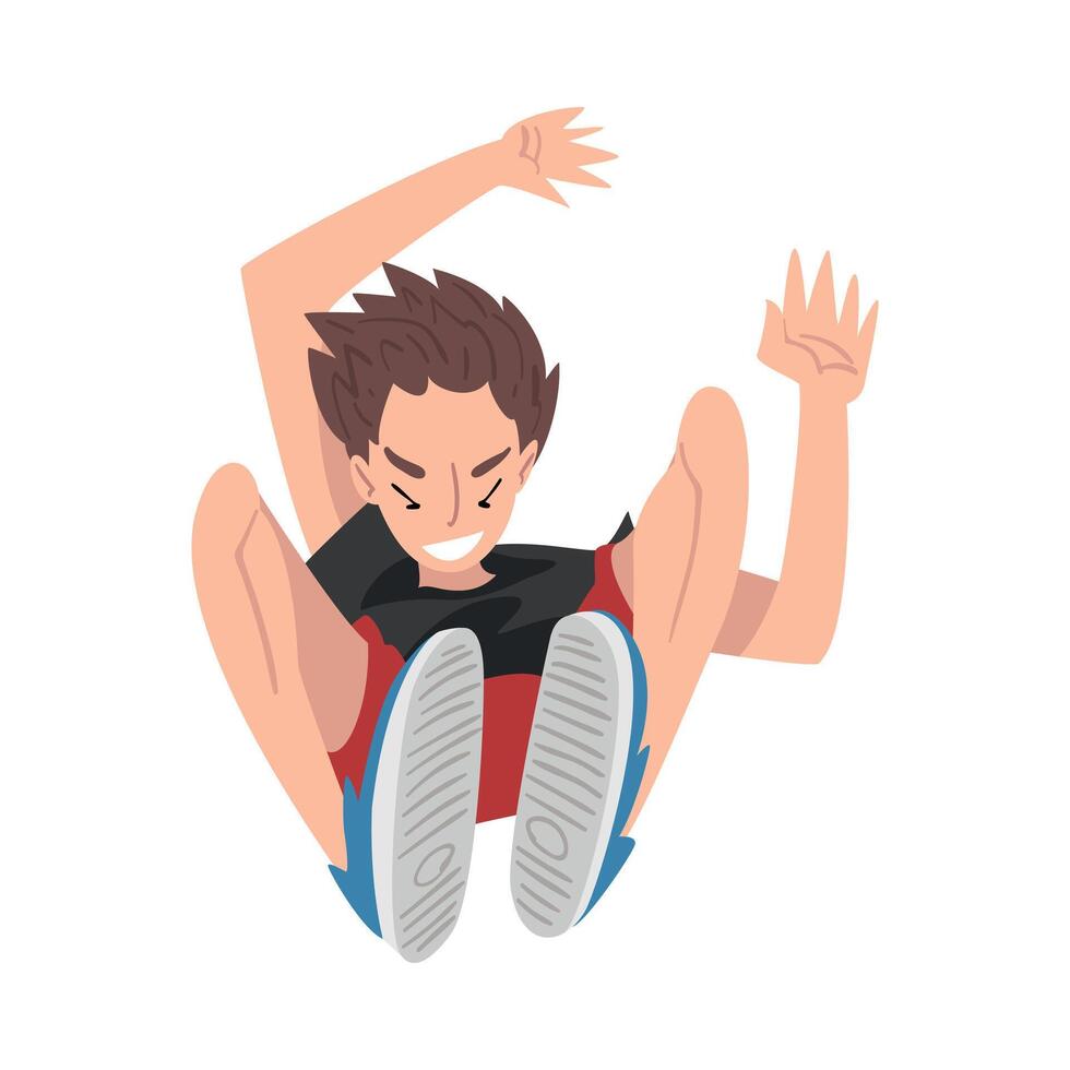 Teenage Boy Jumping, Parkour, Extreme Hobby or Street Sport Cartoon Style Illustration vector