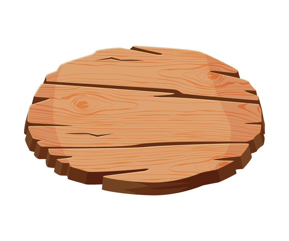 Blank Wooden Signboard of Oval Shape, Wood Panel with Place for Your Message, Natural Texture Sign Illustration vector
