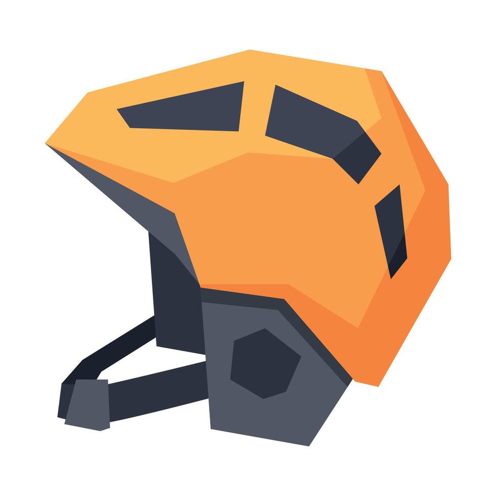 Classic Orange Hockey Helmet, Winter Sport Equipment Illustration vector