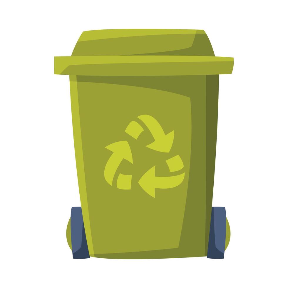 Green Recycle Bin for Trash and Garbage Illustration on White Background vector