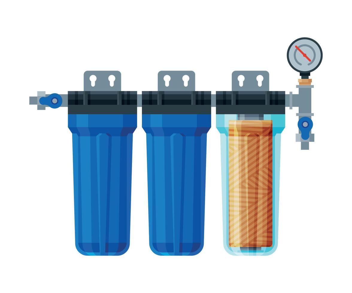 Water Filter, Water Purification Special Modern Technology Equipment Illustration on White Background. vector