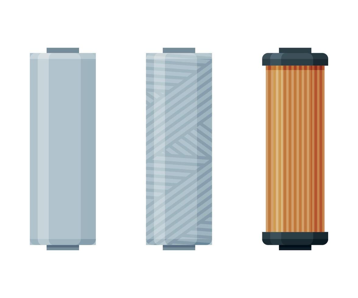 Water Filters Set, Home Components for Clean Water, Special Modern Technologies for Liquid Purification Illustration vector