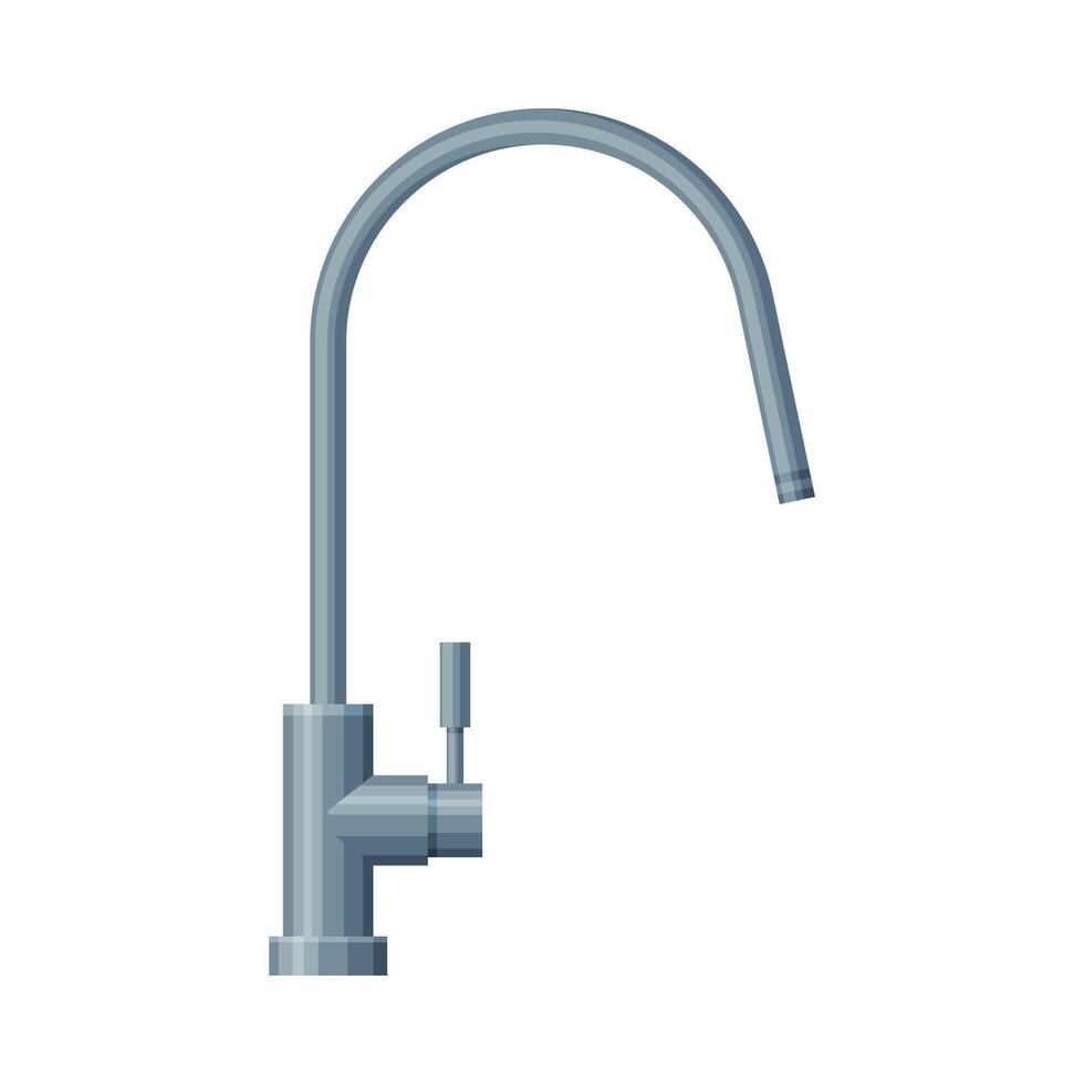 Faucet Water Filter, Stainless Steel Kitchen Faucet Illustration on White Background vector