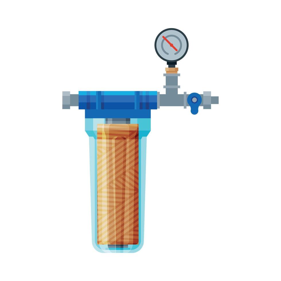 Water Supply and Purification Pipeline with Water Meter, Special Modern Technologies for Water Purification Illustration vector