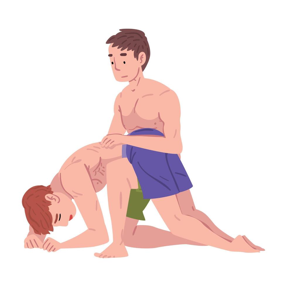 Man Doing First Aid to Drowned Man Illustration on White Background. vector