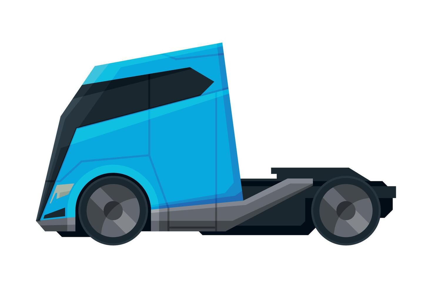 Modern Cargo Truck, Blue Heavy Delivering Vehicle, Side View Flat Illustration on White Background vector