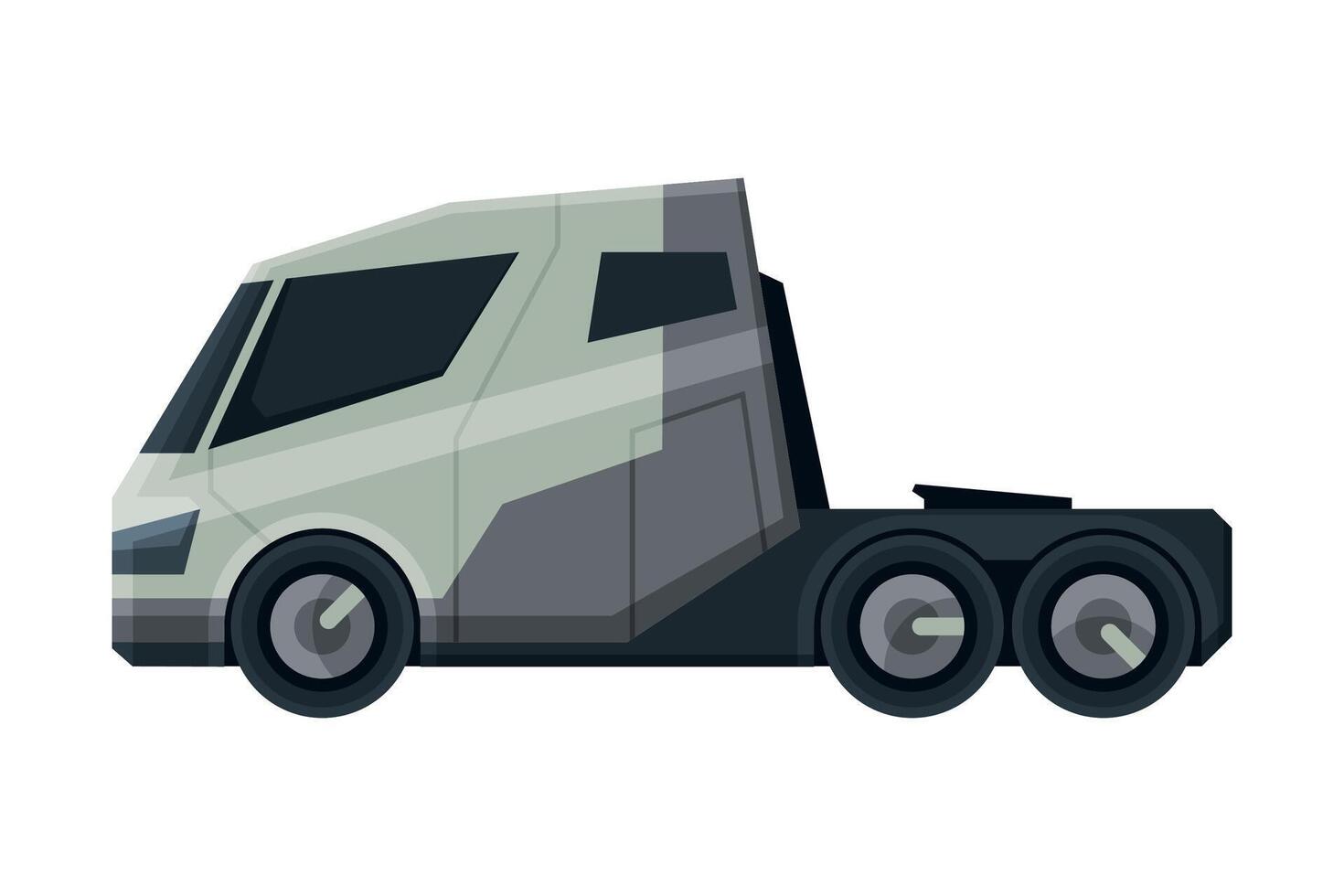 Cargo Truck, Modern Heavy Delivering Vehicle, Side View Flat Illustration on White Background vector
