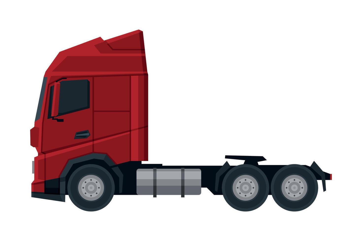 Red Cargo Truck, Modern Heavy Delivering Vehicle, Side View Flat Illustration on White Background vector