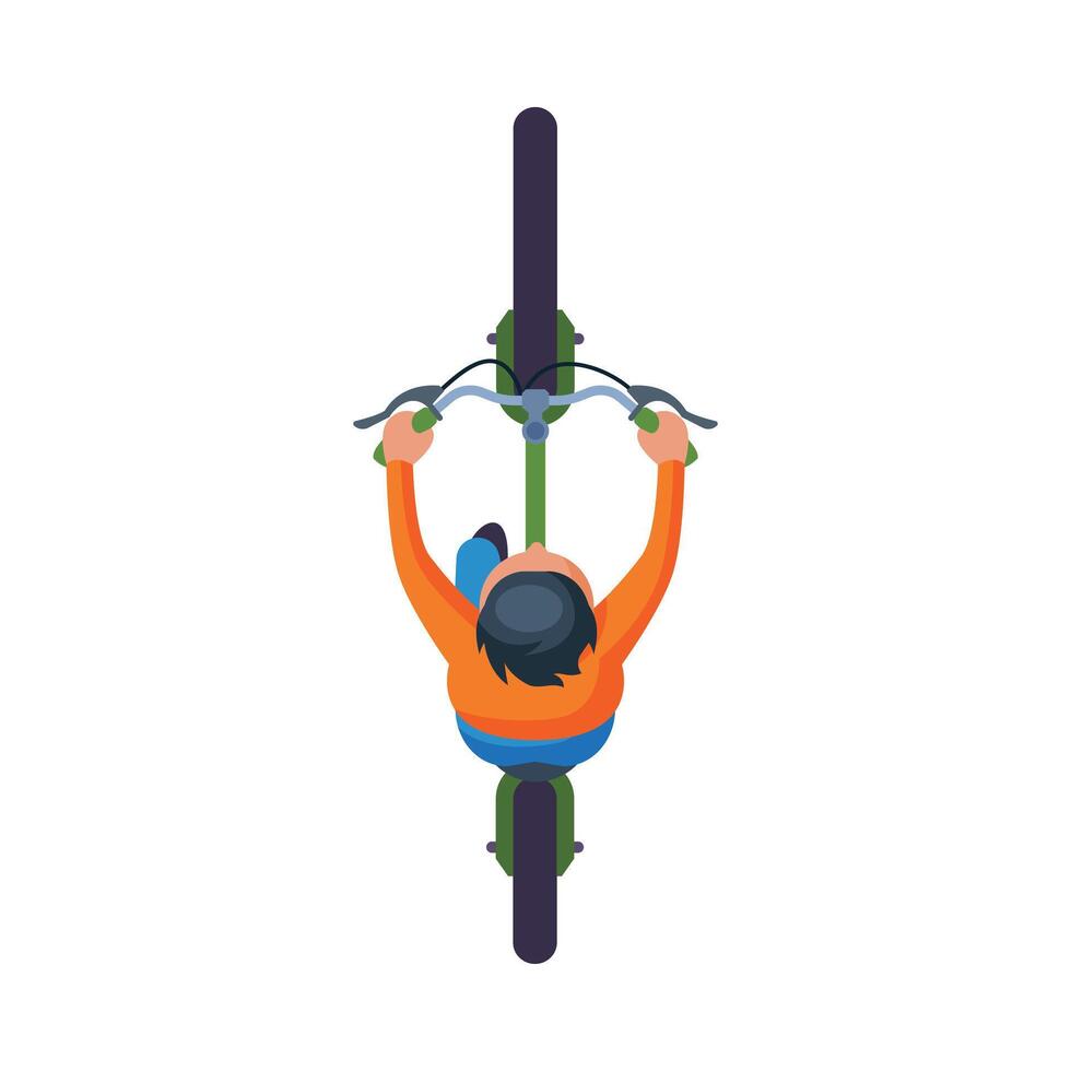 Cyclist Riding Bike, View from Above Flat Illustration vector