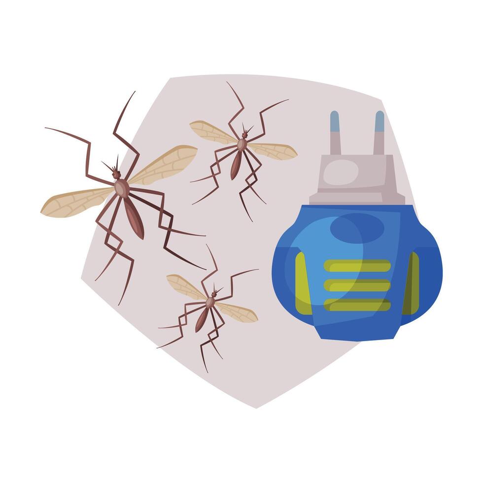 Electric Fumigator, Extermination of Mosquitoes, Pest Control Illustration on White Background vector